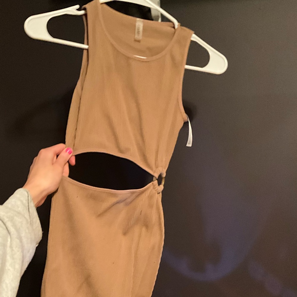 Open front + back dress, tight, flattering, worn once at a semi
